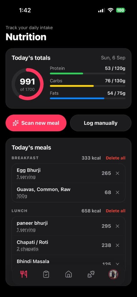 Daily check-in with body weight, sleep, and steps